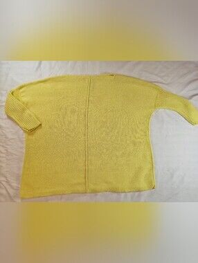 Pure Handknit Womens Yellow Pullover Oversized Knit Sweater Size M/L